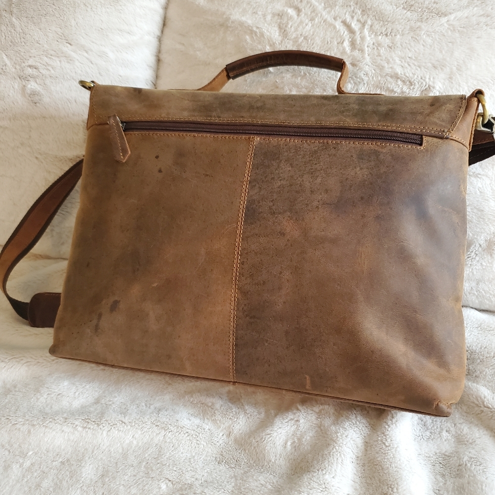 Brown Leather Messenger Bag - Picture 4 of 12